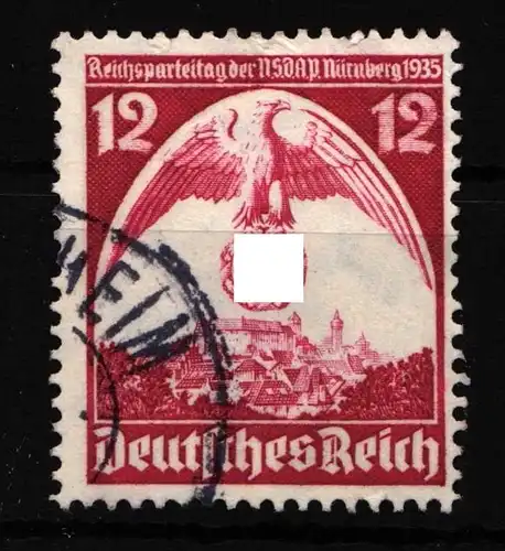 Deutsches Reich 587 PF I gestempelt mit Zahnfehler, Schraffur fehlt #HL555