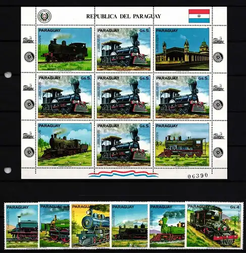 Paraguay 3579-3585 und KIeinbogen 3585 postfrisch Eisenbahn #HP859