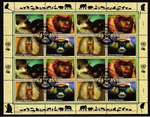 UNO Wien Kleinbogen 485-488 gestempelt Gefährdete Arten #GW824