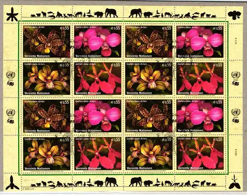 UNO Wien Kleinbogen 435-438 gestempelt Gefährdete Arten #GW820