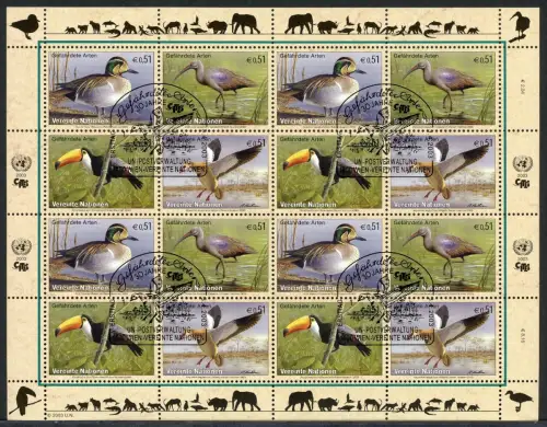 UNO Wien ZD-Bogen 389-392 gestempelt gefährdete Tierarten #GW873