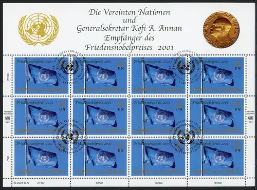 Vereinte Nationen Wien 350 gestempelt Kleinbogen Ersttagssonderstempel #GW881