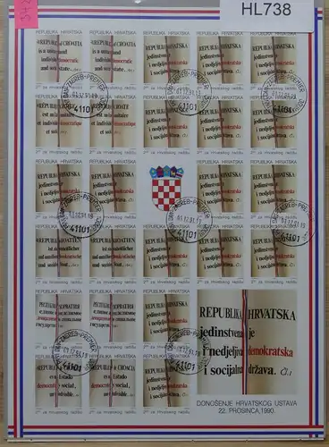 Kroatien 714-719 A/B postfrisch Bogen #HL738