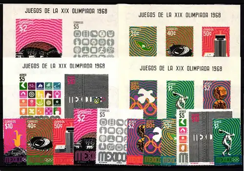 Mexiko 1282 und 1283-1292 und Block 15-18 postfrisch Olympia #HP832
