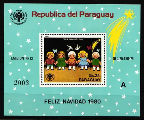 Paraguay Block 355 postfrisch Weihnachten #FZ604