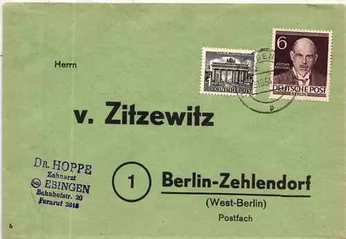 Berlin 93 auf Brief als Mischfrankatur portogerechte Drucksache #HL842