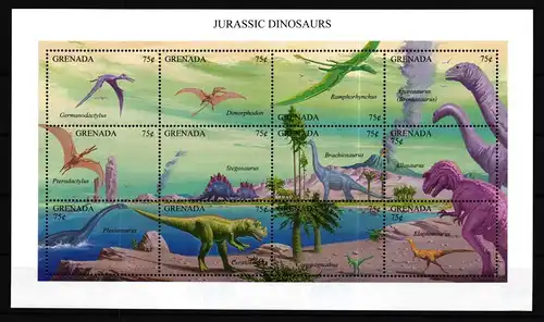 Grenada Kleinbogen 2750-2761 postfrisch Prähistorische Tiere Dinosaurier #HR180