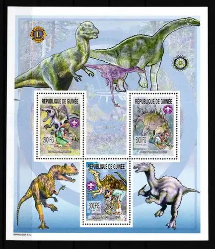 Guinea 4005-4007 postfrisch Prähistorische Tiere Dinosaurier #HR207