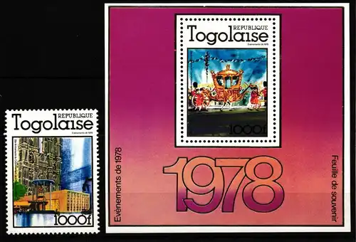 Togo 1280 und Block 127 postfrisch Queen Elizabeth II #HP548