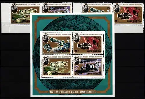 Cook Inseln 687-690 und Block 105 postfrisch Raumfahrt #HP572