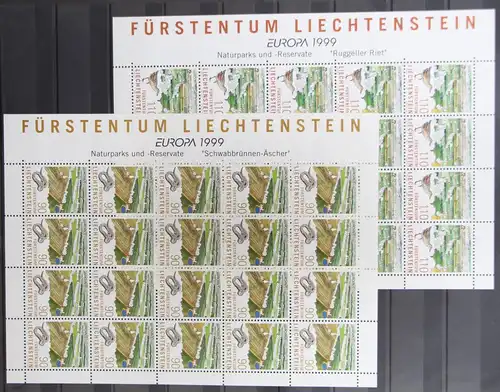 Liechtenstein 1190 und 1191 postfrisch ZD-Bogen / CEPT #HR250