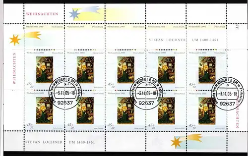 Bund Zehnerbögen 2492 und 2493 Ersttagsstempel WEIDEN #HP731