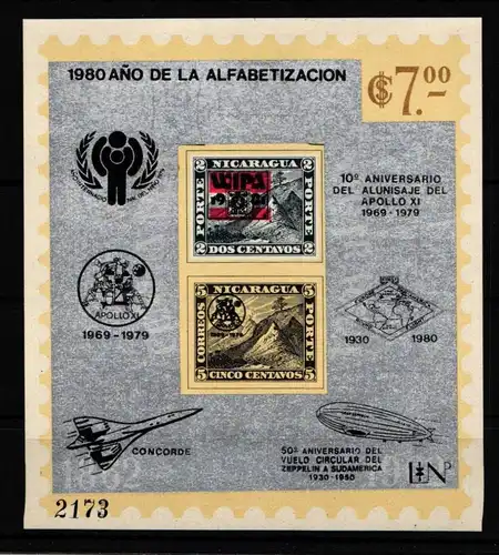 Nicaragua Block 127 postfrisch Raumfahrt #HP623