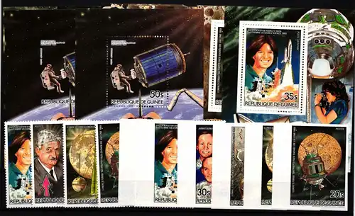 Guinea 1026-1031 A+B+Einzelblöcke A+B, Block 135 A+B postfrisch Raumfahrt #HP639