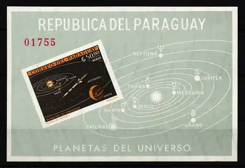 Paraguay Block 33 postfrisch Sonnensystem #HR092