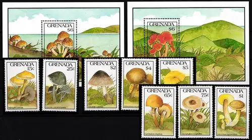Grenada 2268-2275 und Block 283 und 284 postfrisch Pilze #HQ366