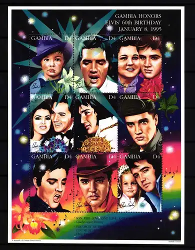 Gambia 2005-2013 postfrisch Kleinbogen / Elvis Presley #HP845