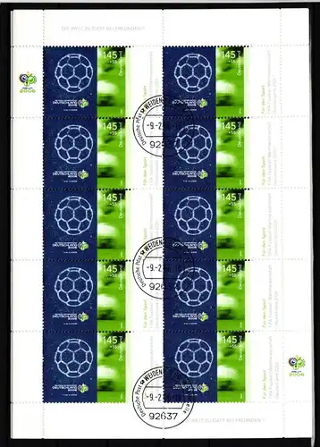 Bund Zehnerbögen 2517-2521 Ersttagsstempel WEIDEN #HP744