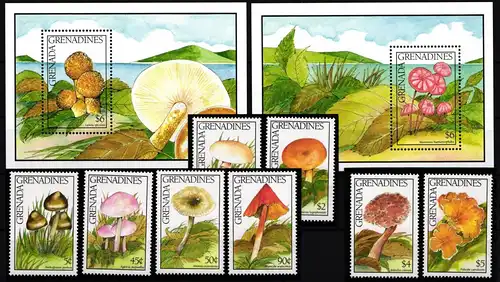 Grenada Grenadinen 1442-1449 und Block 223 und 224 postfrisch Pilze #HQ374