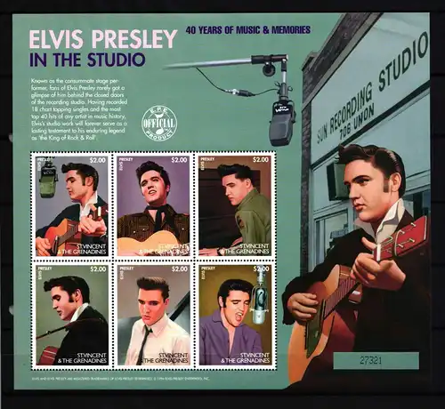 St. Vincent 3761-3766 postfrisch Kleinbogen / Elvis Presley #HP842