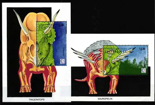 Dominica Block 295 + 296 postfrisch Prähistorische Tiere Dinosaurier #HR186