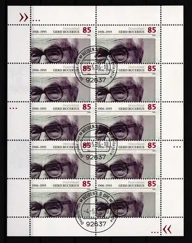 Bund Zehnerbogen 2538 Ersttagsstempel WEIDEN #HP759