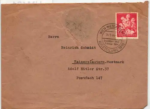 Deutsches Reich 859 auf Brief als Einzelfrankatur portogerecht #HM421