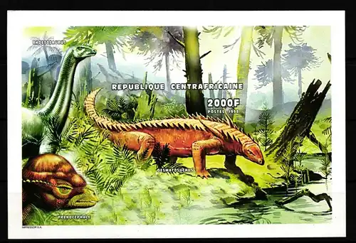 Zentralafr. Rep. Block 624 B postfrisch Prähistorische Tiere Dinosaurier #HR188