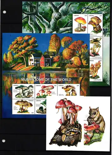Liberia 4010-4021 und Block 406 und 407 postfrisch Kleinbogensatz / Pilze #HQ280