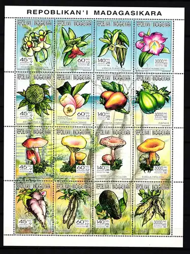 Madagaskar 1626-1641 postfrisch Zusammendruckbogen / Pilze #HQ288