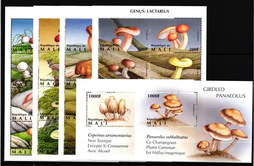 Mali 1464-1494 und Block 78 und 79 postfrisch Kleinbogensatz / Pilze #HQ294