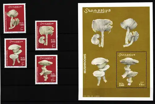 Somalia 962-965 und Block 94 postfrisch Pilze #HQ114