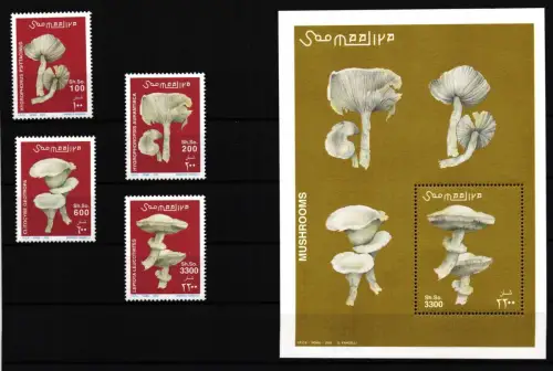 Somalia 962-965 und Block 94 postfrisch Pilze #HQ114
