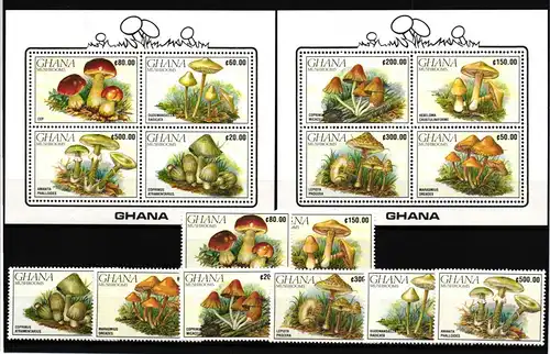 Ghana 1449-1456 und Block 164 und 165 postfrisch Pilze #HQ179