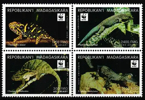 Madagaskar 2313-2316 postfrisch Viererblock / WWF #HQ573