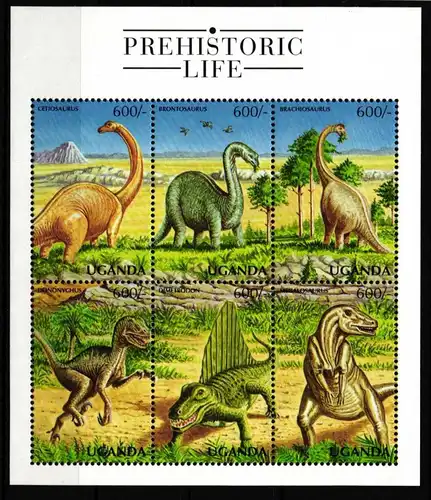 Uganda ZD-Bogen 1983-1988 postfrisch Prähistorische Tiere Dinosaurier #HR192