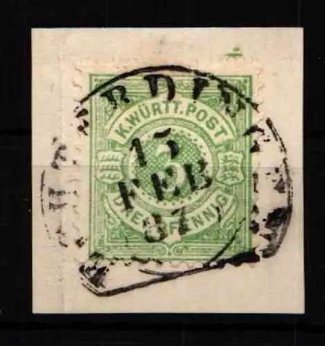 Württemberg 44 gestempelt mit Steigbügelstempel Echterding #HM100