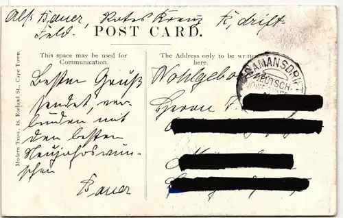 Deutsche Auslandspostämter Deutsch-Südwestafrika 2 I auf Postkarte #HL936