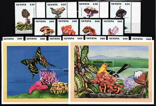 Guyana 5522-5545 und Block 502 und 503 postfrisch Pilze #HQ418