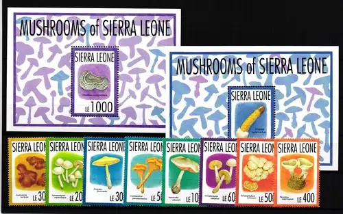 Sierra Leone 1999-2006 und Block 220 und 221 postfrisch Pilze #HQ100
