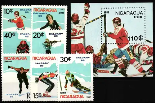 Nicaragua 2738-2744 und Block 172 postfrisch Olympische Spiele #HQ544