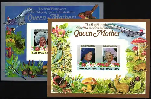 St. Lucia Block 41 und 42 B postfrisch Queen Mother #HQ477