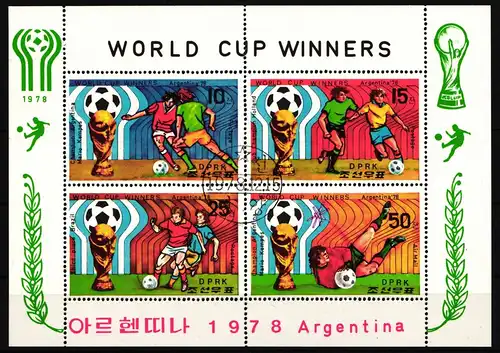 Korea 1777-1780 gestempelt als ZD-Bogen, Ersttagsstempel, Fußball WM 1978 #HR414