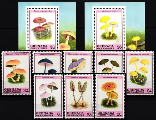 Grenada Grenadinen 1191-1198 und Block 174 und 175 postfrisch Pilze #HQ373