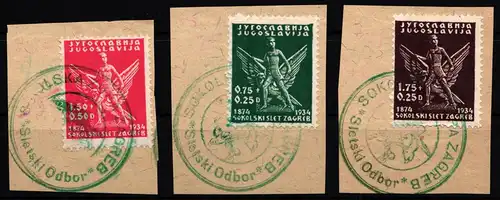 Jugoslawien 275-277 gestempelt auf Briefstück #HR330