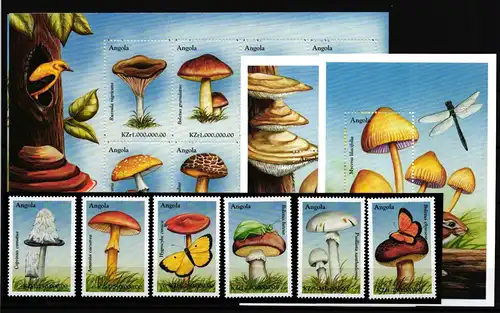 Angola 1392-1397, Klb. 1398-1421 und Block 64 und 65 postfrisch Pilze #HQ336