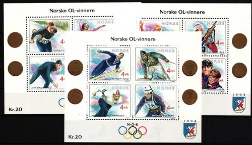 Norwegen Block 12 und 14 und 16 postfrisch Olympische Spiele #HQ550