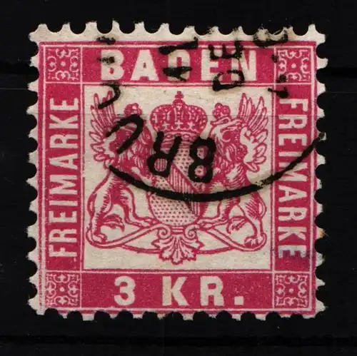 Baden 24 gestempelt gut gezähnt, Randlinie eingekerbt #HM939