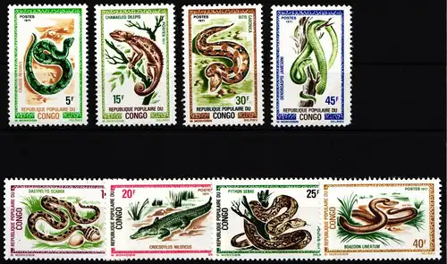 Kongo (Brazzaville) 291-298 postfrisch Reptilien #HR491