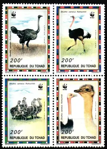 Tschad 1370-1373 postfrisch Viererblock / WWF #HQ593